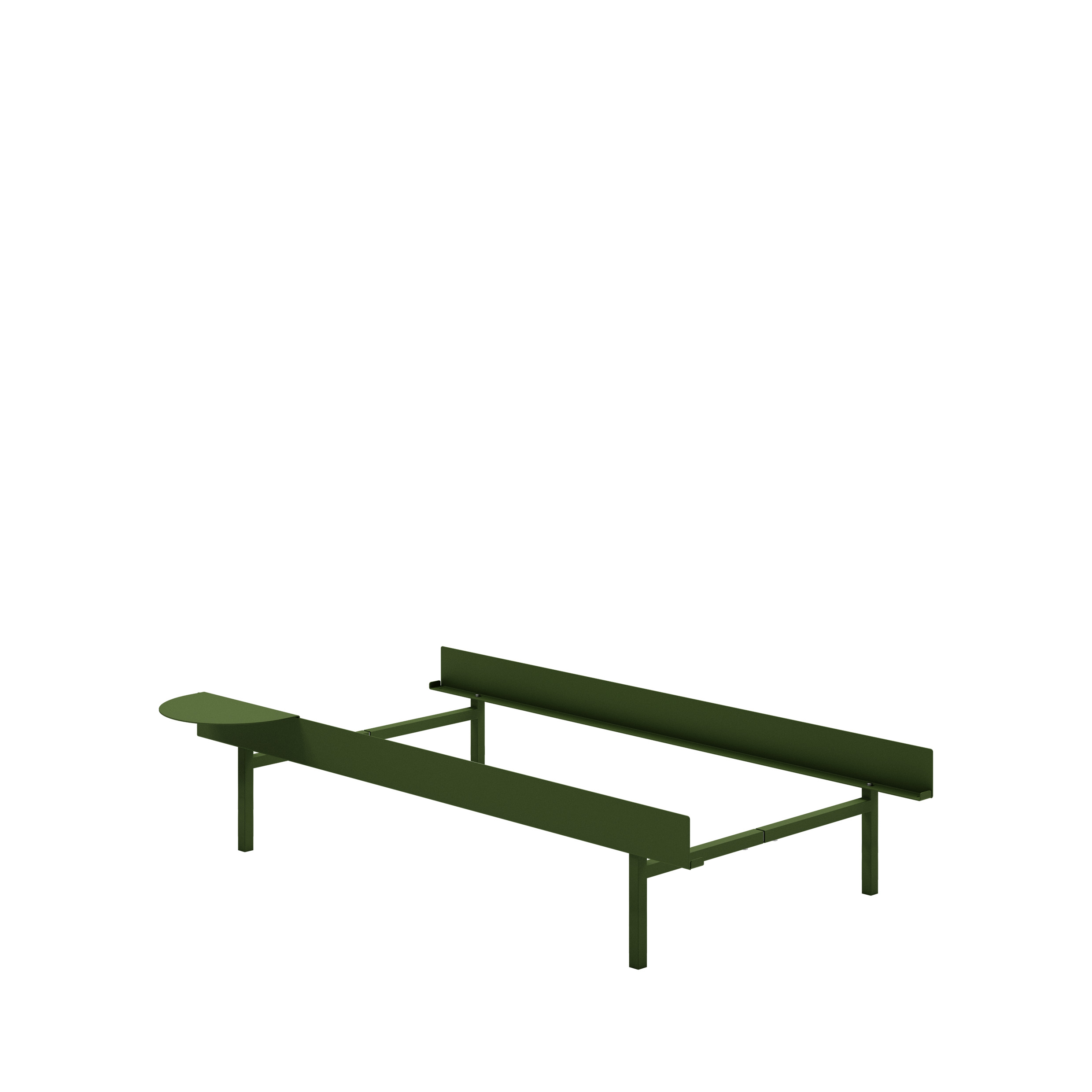 MOEBE // BED 90 CM (TALL) - PINE GREEN | NO SLATS | 1x SIDE TABLE