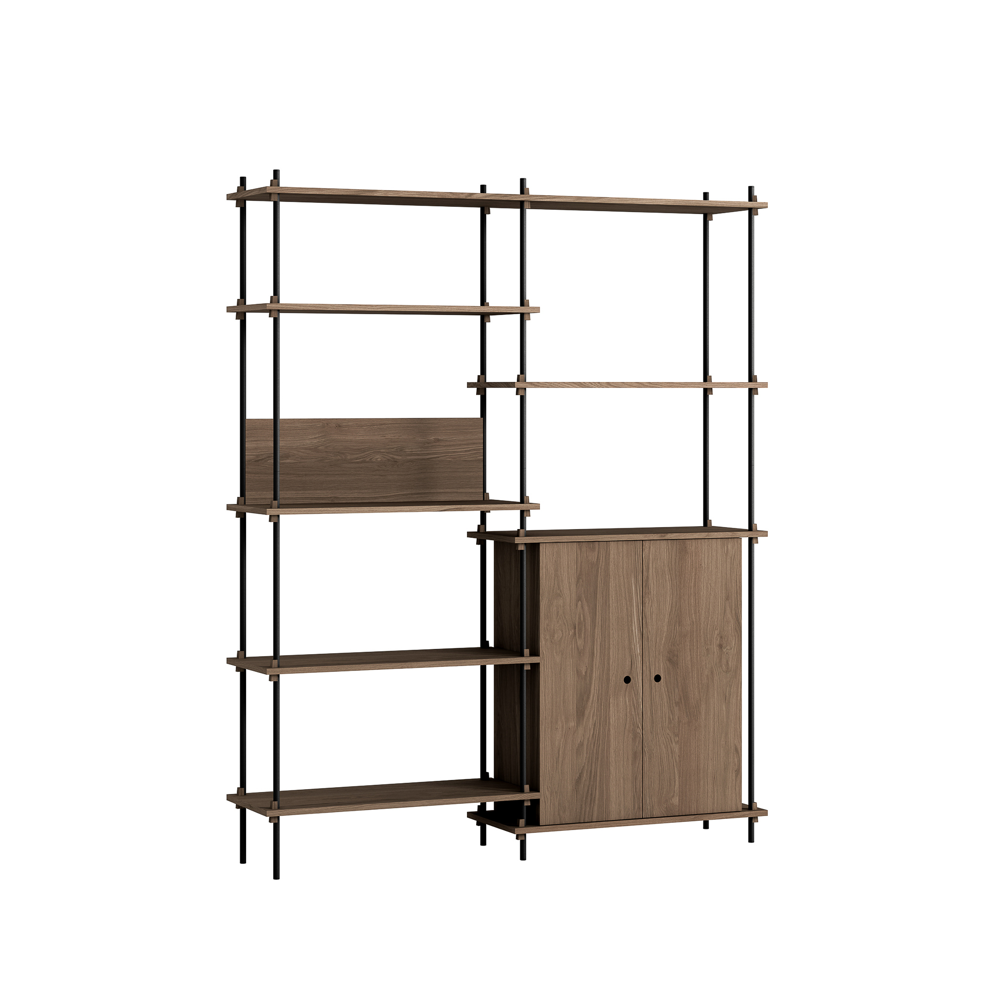 MOEBE // SHELVING SYSTEM - S.200.2.I | 200CM x 163CM |  BLACK SHELVES |  BLACK LEGS