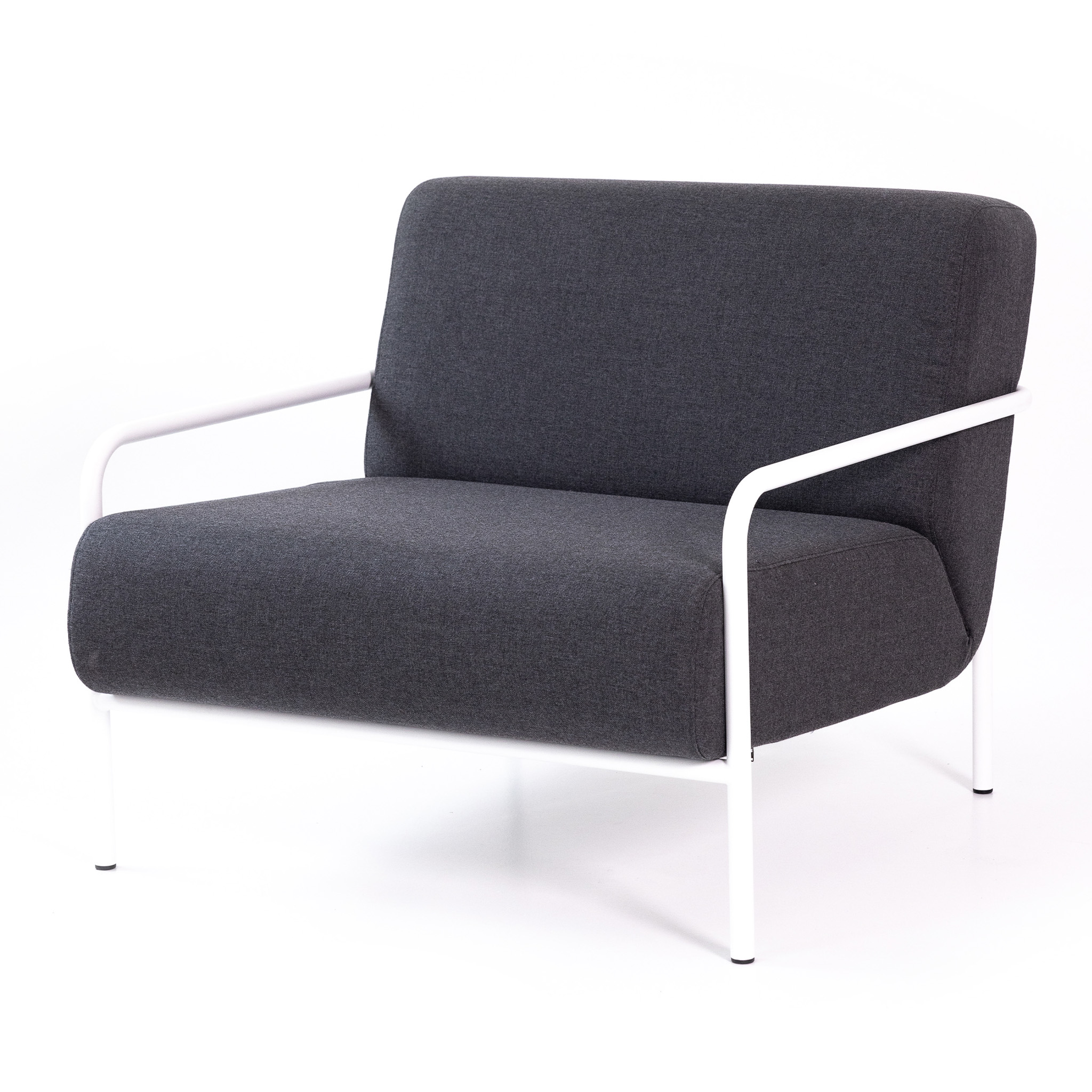 METALLBUDE // SOLEA - OUTDOOR LOUNGE CHAIR | WHITE - ANTHRACITE CUSHION