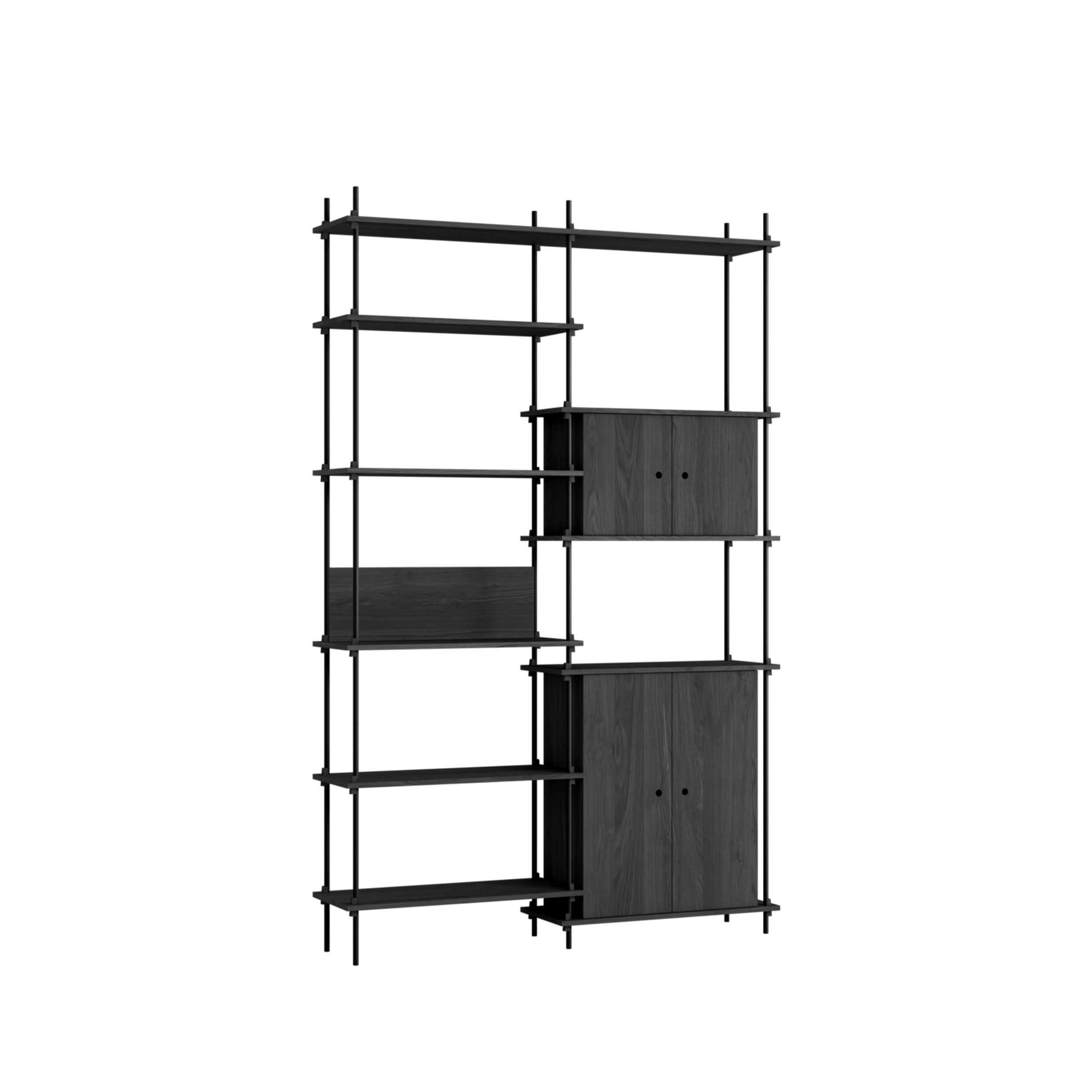 MOEBE // SHELVING SYSTEM - S.255.2.I | 255CM x 163CM |  BLACK SHELVES |  BLACK LEGS