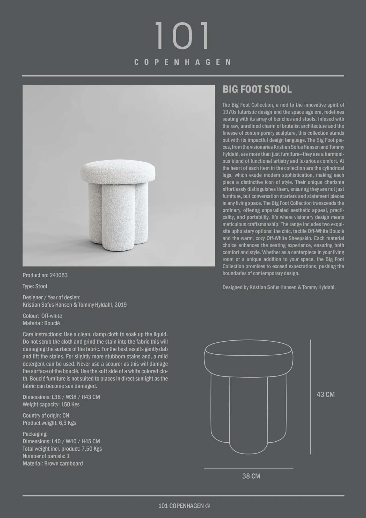 101 COPENHAGEN // BIG FOOT STOOL - HOCKER | OFF WHITE