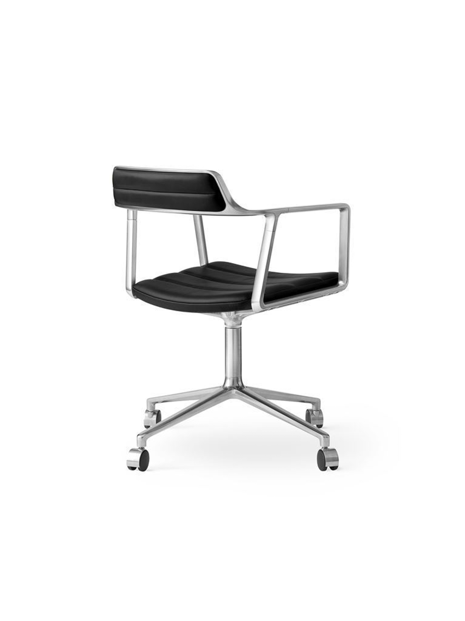 VIPP 452 // SWIVEL CHAIR - LEATHER SCHWARZ, POL. FRAME, GLIDERS