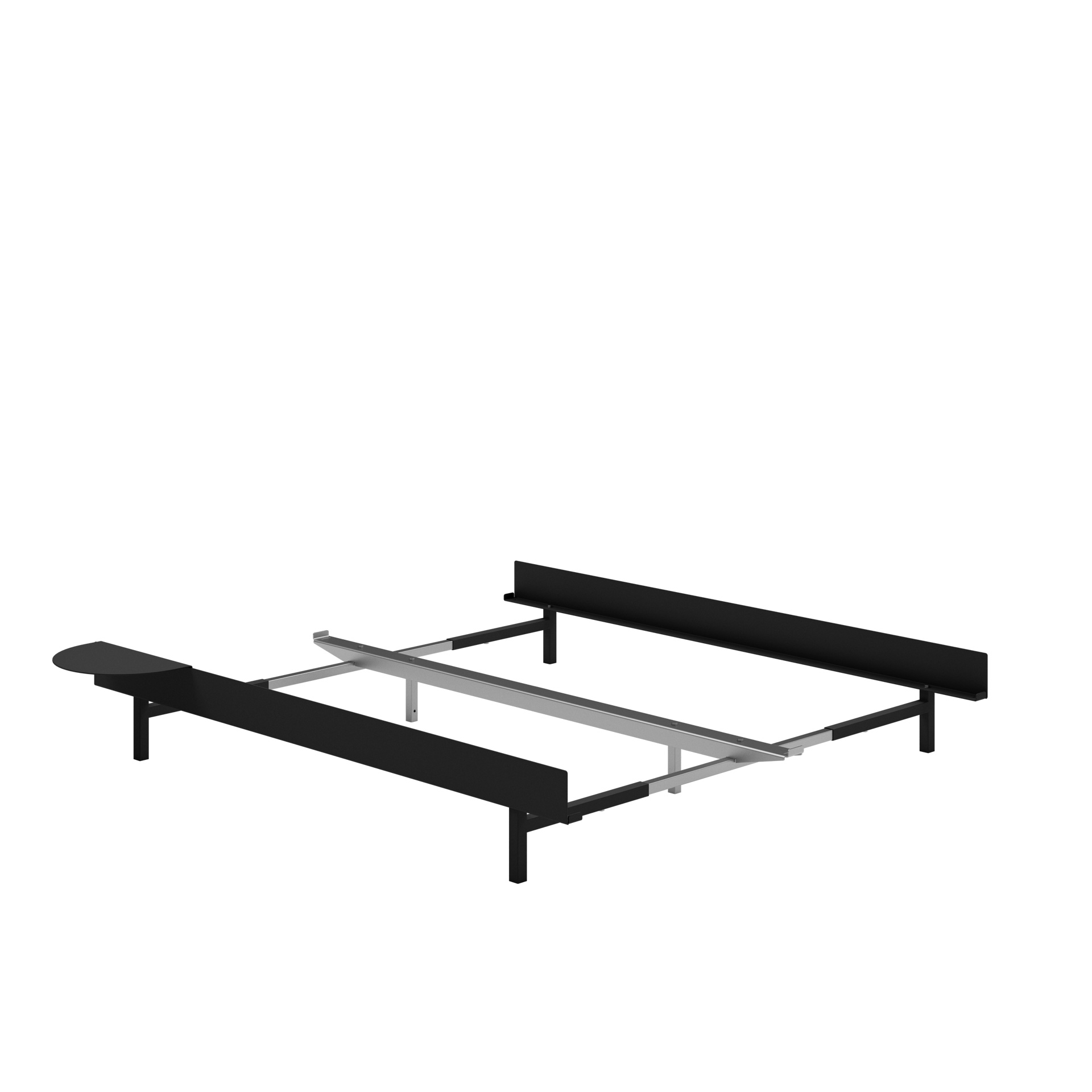 MOEBE // BED 90-180 CM (low) - BLACK | NO SLATS | 1x SIDE TABLE