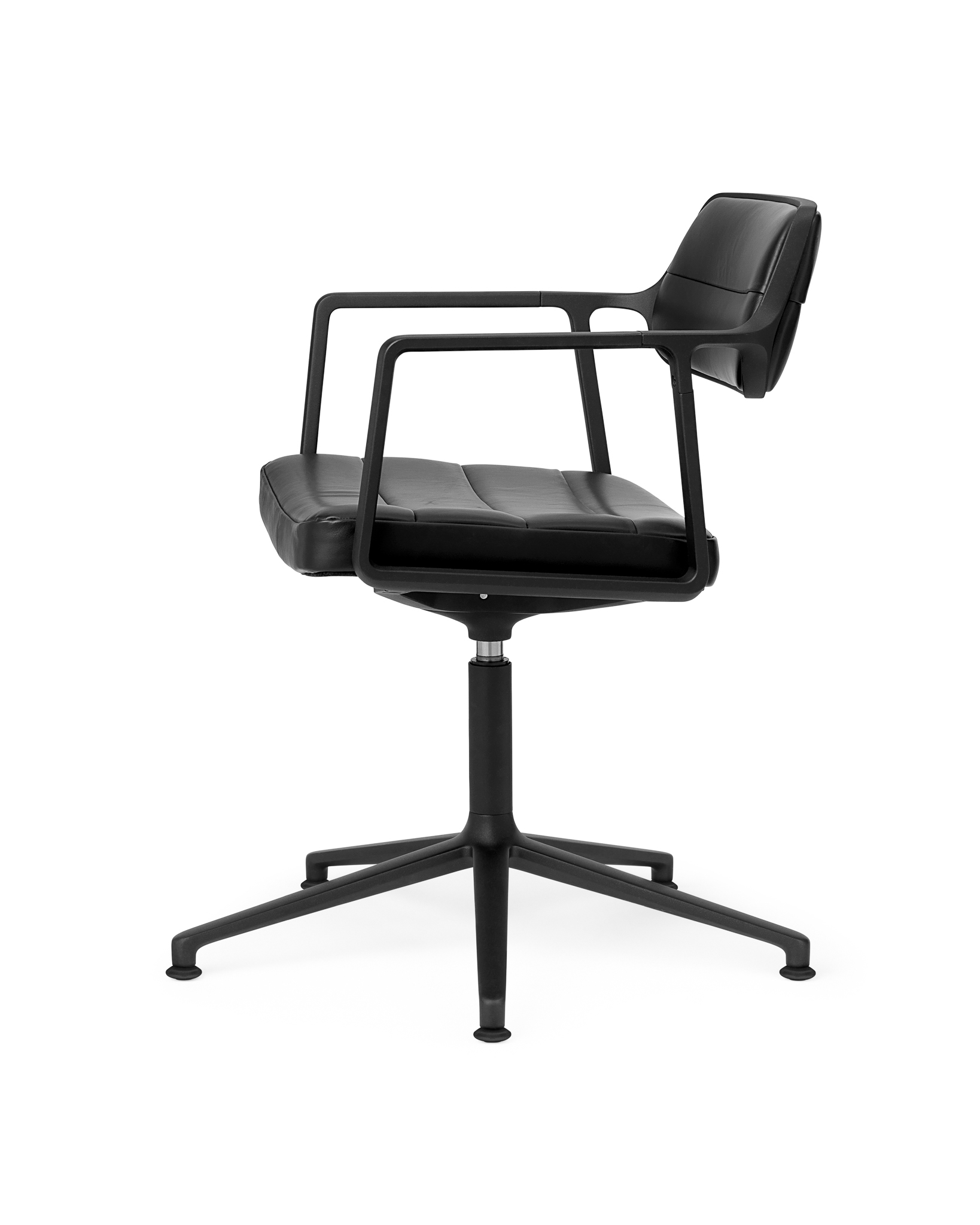 VIPP 453 // SWIVEL CHAIR WITH GLIDERS - FRAME BLACK, BLACK LEATHER