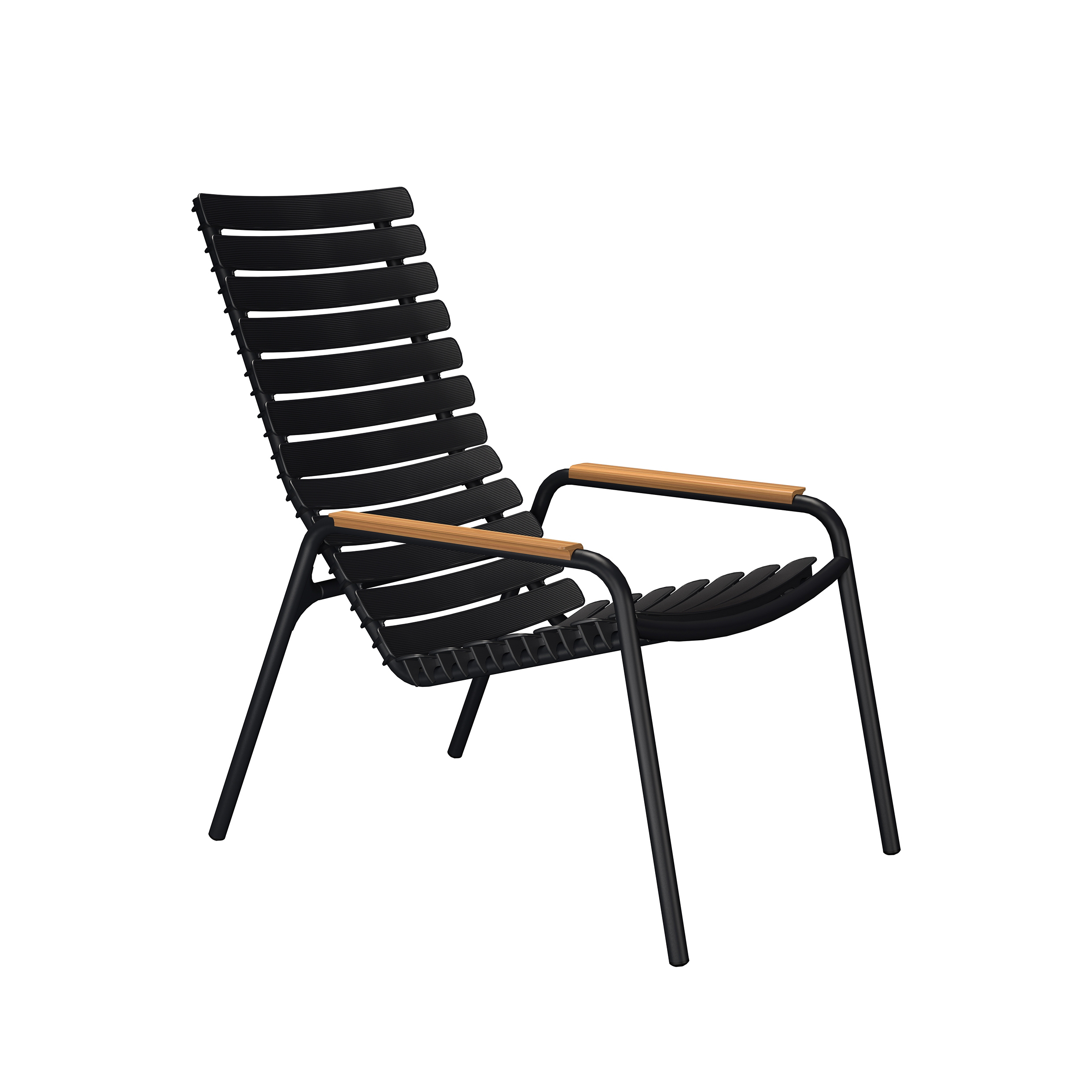 Houe // ReClips Lounge Chair - Armrest bamboo, color black