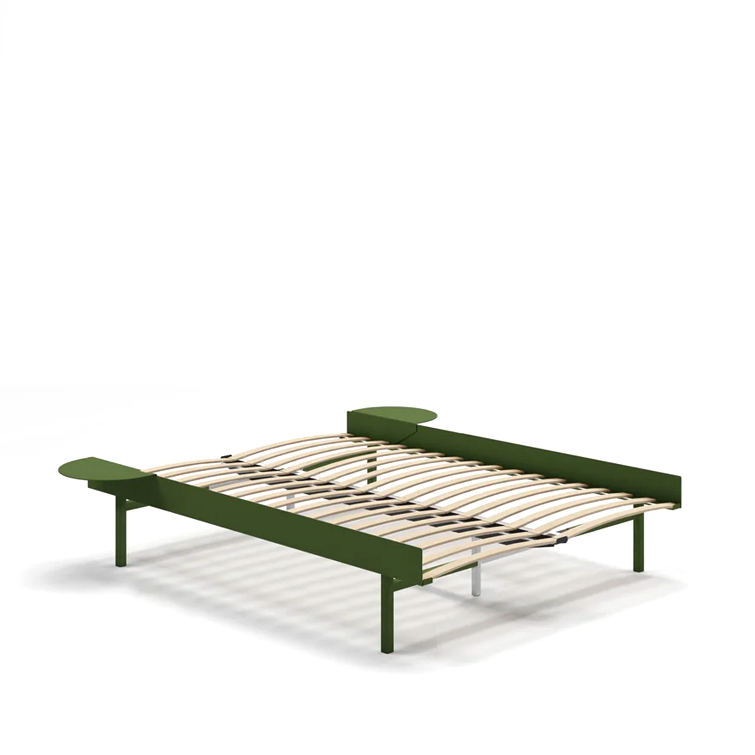 MOEBE // BETT 140 CM (TALL) - PINE GREEN | LATTENROST | 2x ABLAGEN