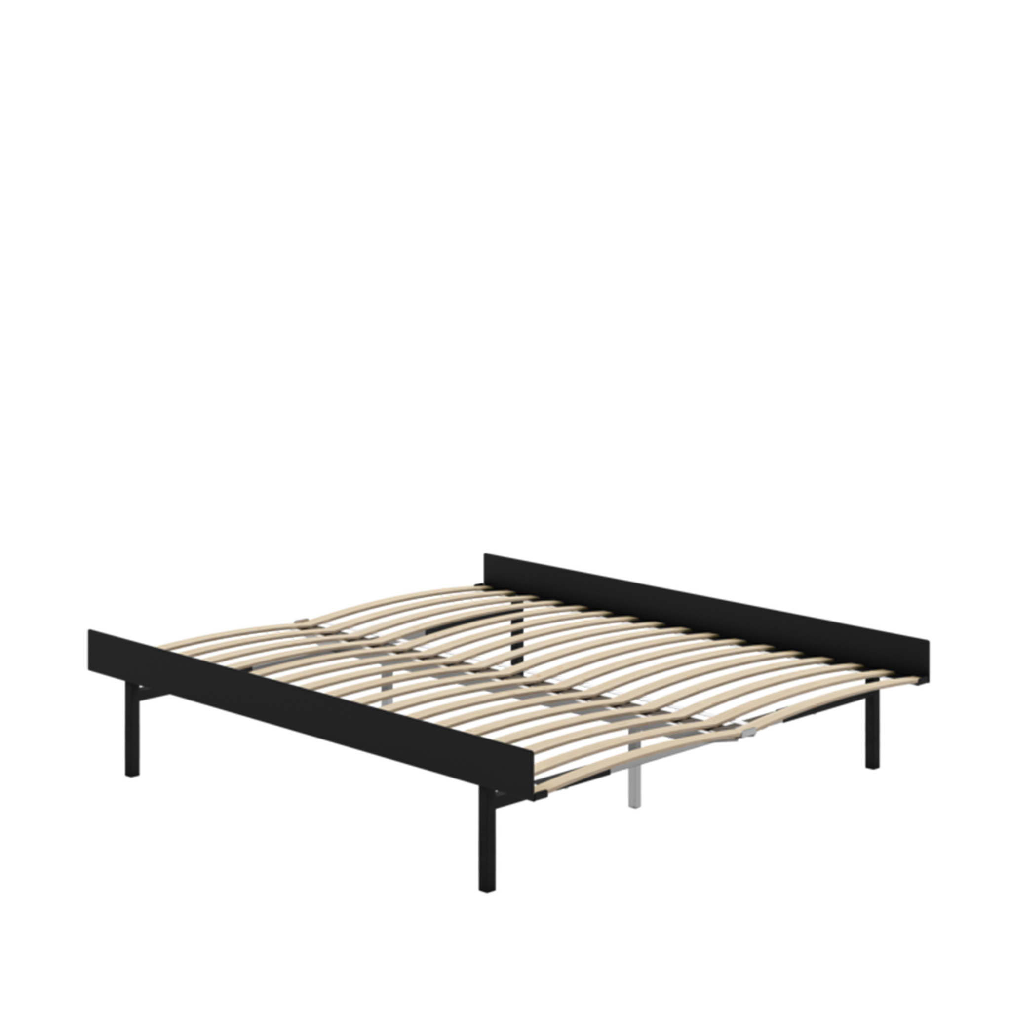 MOEBE // BED 160 CM  (TALL) - BLACK | WITH SLATS | NO SIDE TABLE