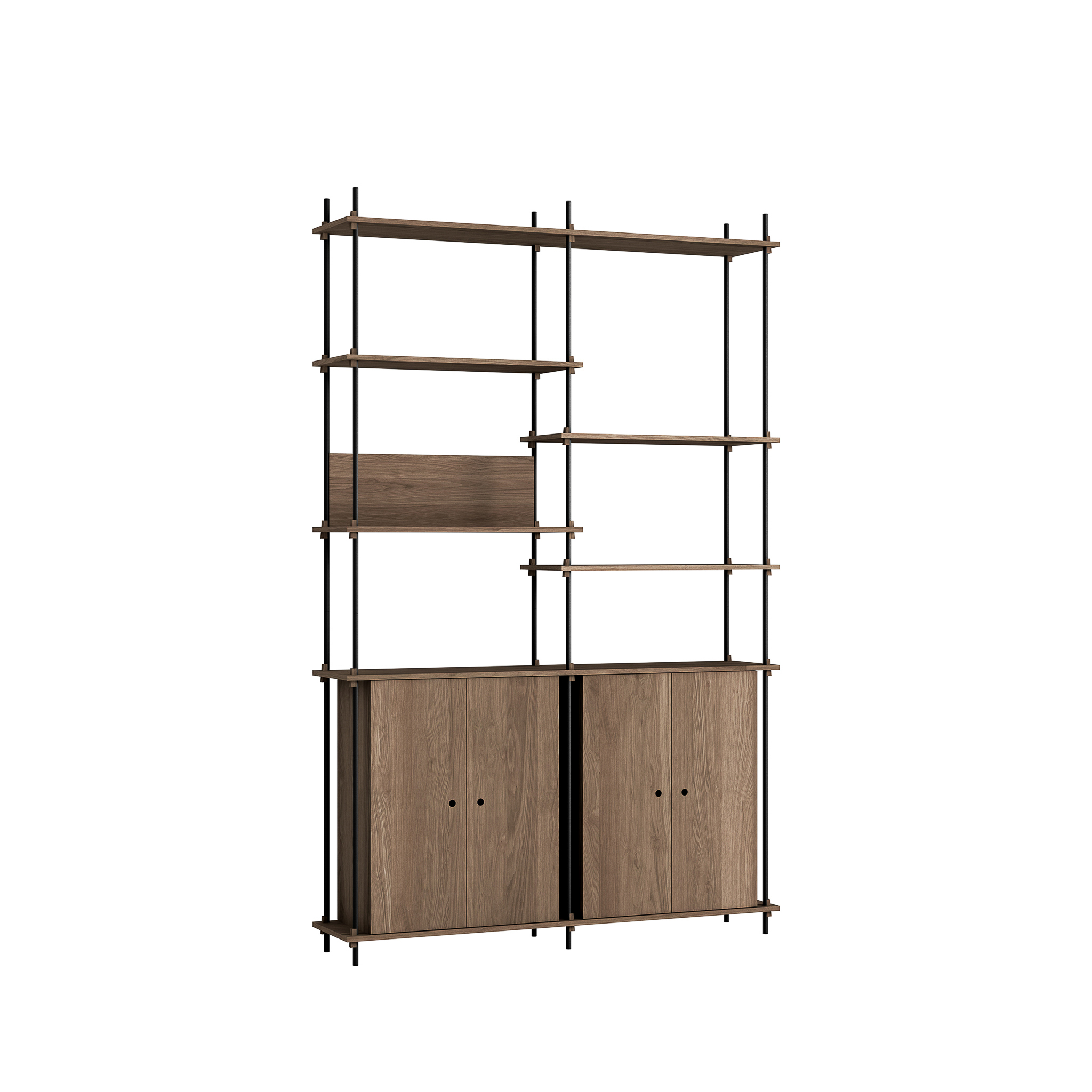 MOEBE // SHELVING SYSTEM - S.255.2.H | 255CM x 163CM |  BLACK SHELVES |  BLACK LEGS