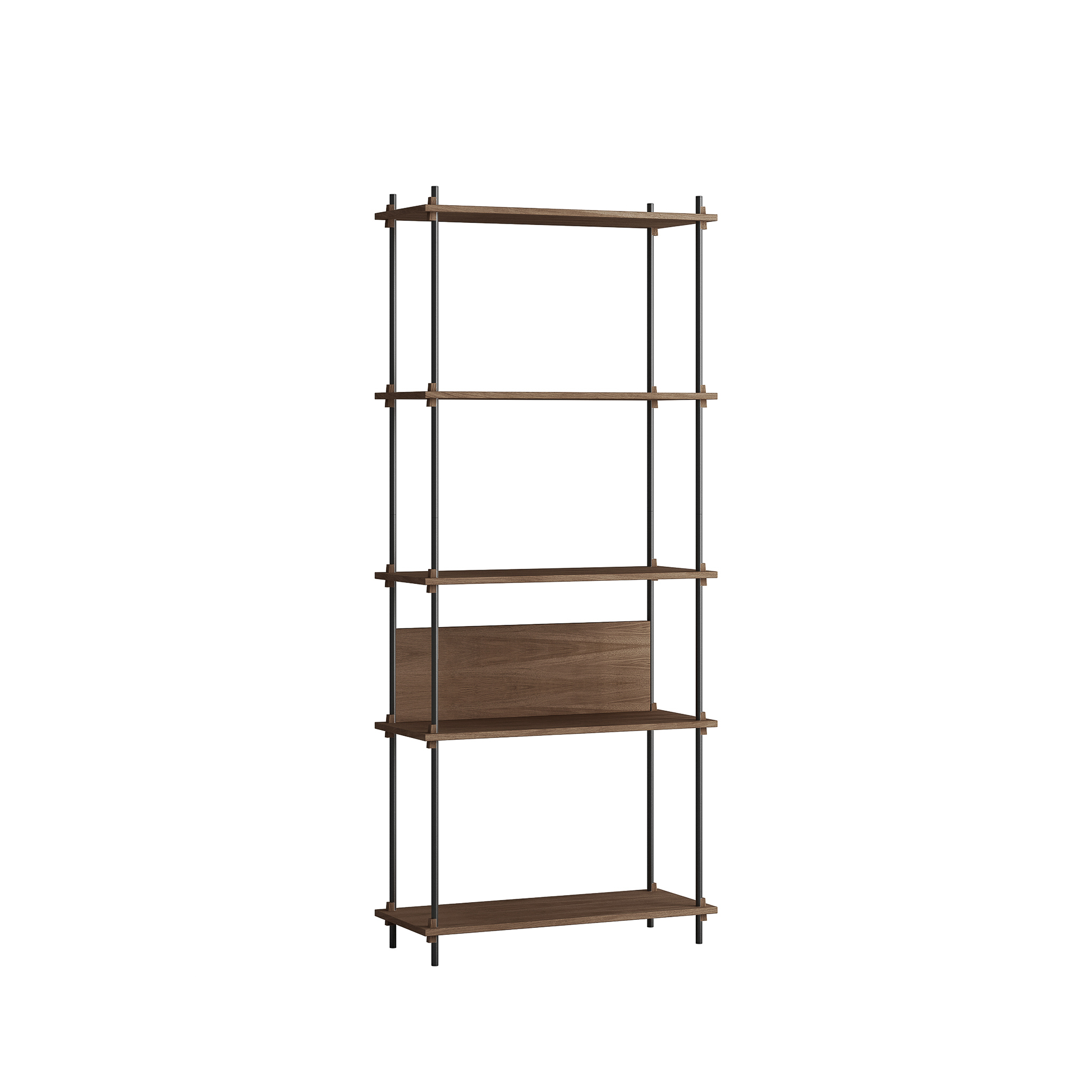 MOEBE // SHELVING SYSTEM - S.200.1.A | 200CM x 86CM |  BLACK SHELVES |  BLACK LEGS