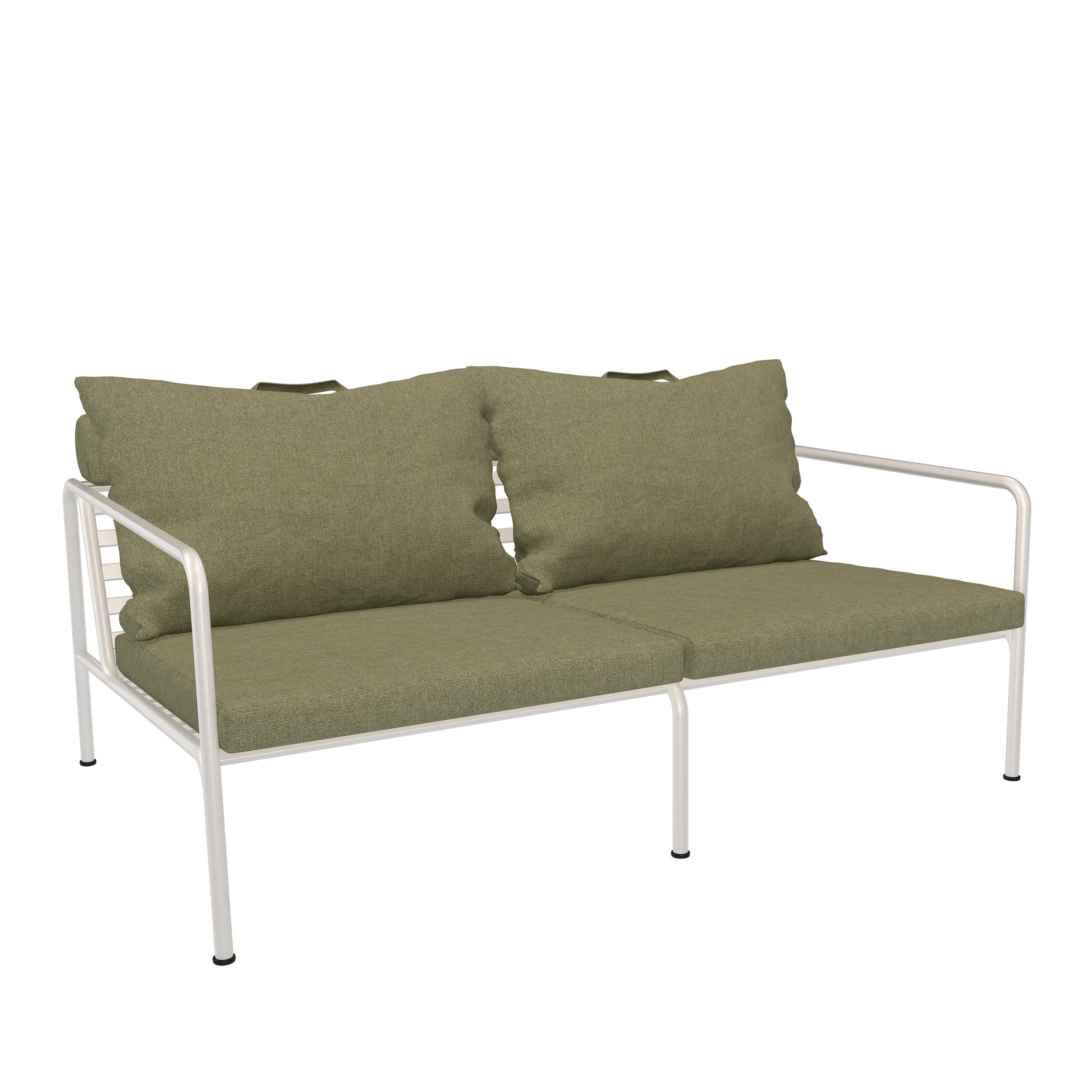 Houe // AVON 2-seater - Outdoor sofa, Muted white frame, Leaf cushions