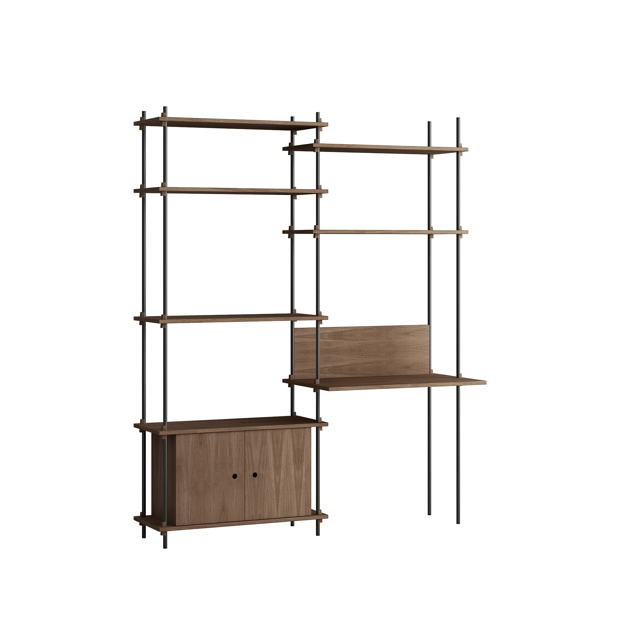 MOEBE // SHELVING SYSTEM - S.200.2.E | 200CM x 163CM |  BLACK SHELVES |  BLACK LEGS